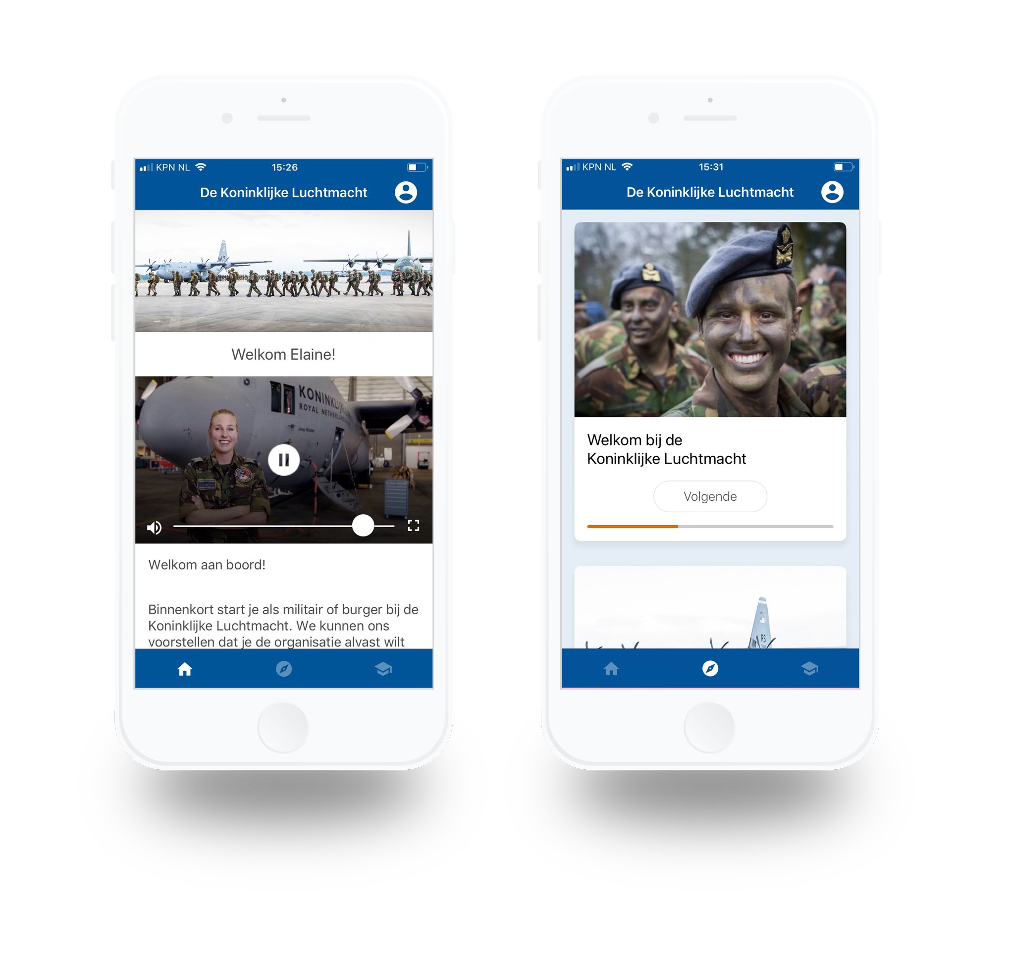 mobile onboarding app luchtmacht iphone