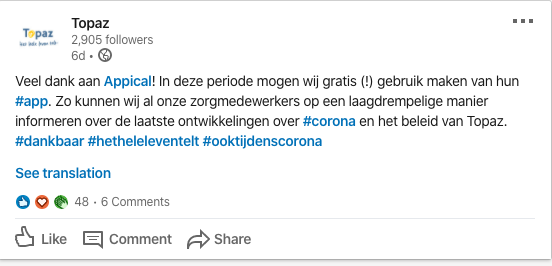 LinkedIn Post Topaz na livegang app