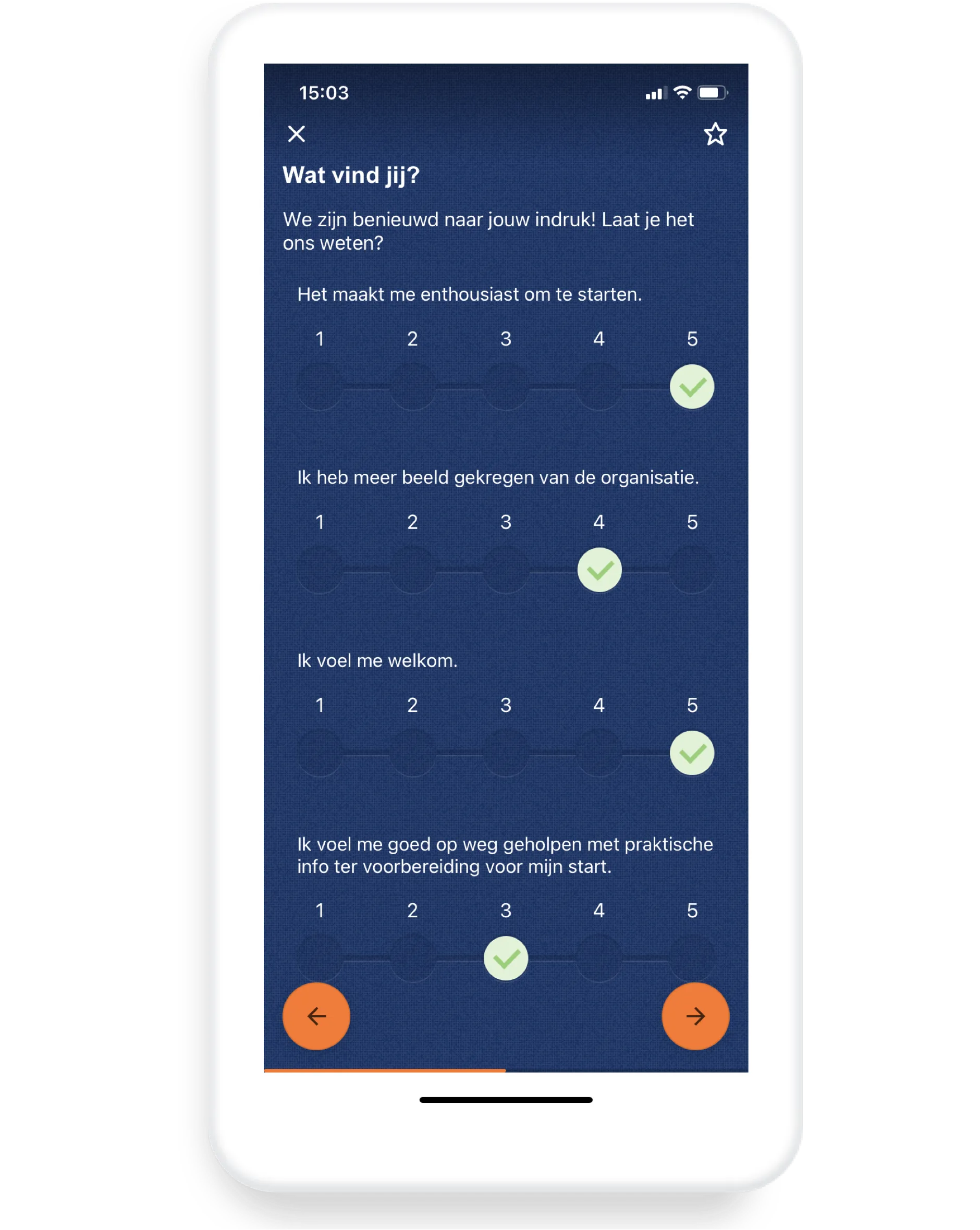 Giving feedback in app