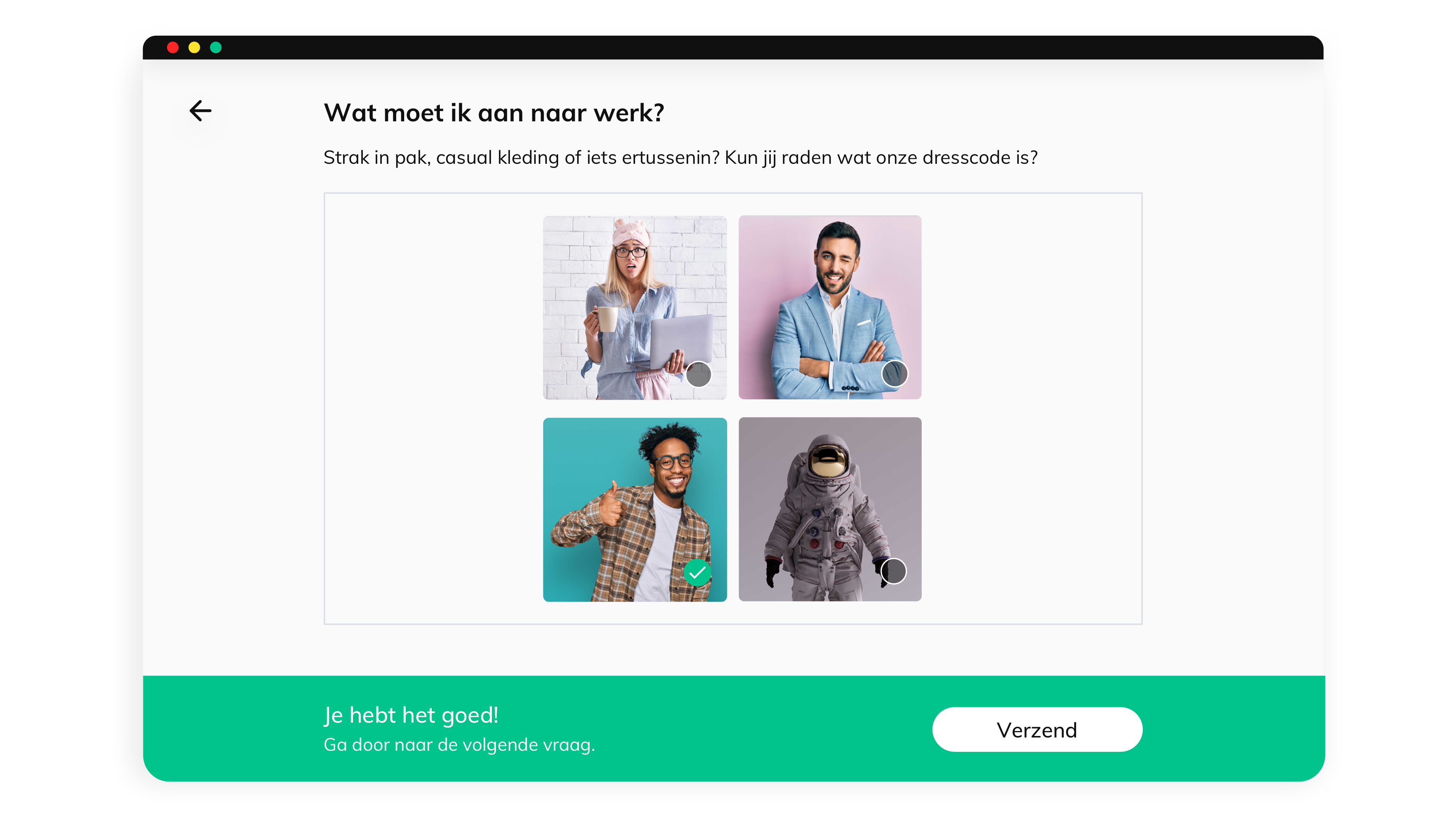Quiz over de dresscode in de app